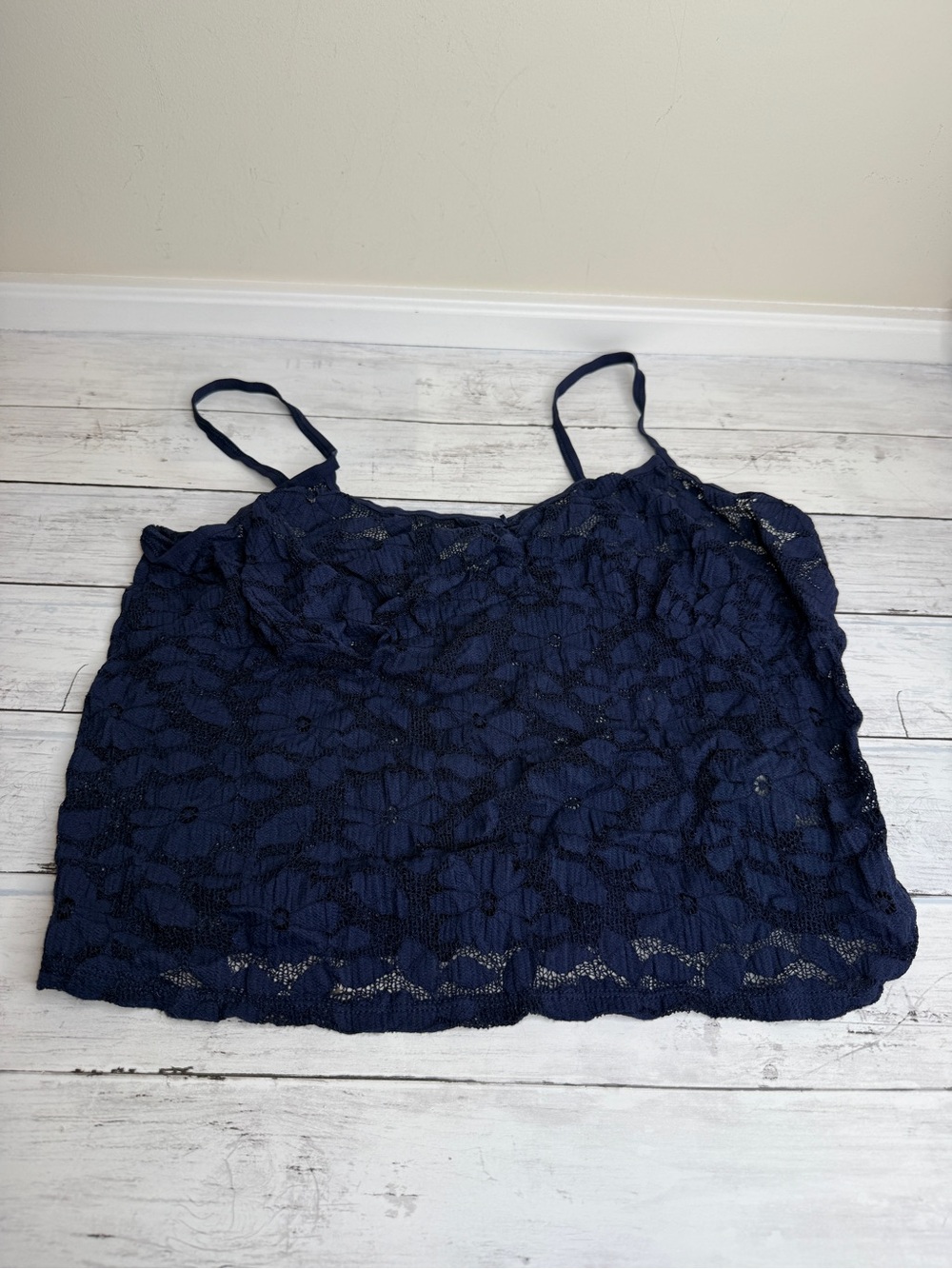 aerie Navy Floral Lace Camisole with Adjustable Straps